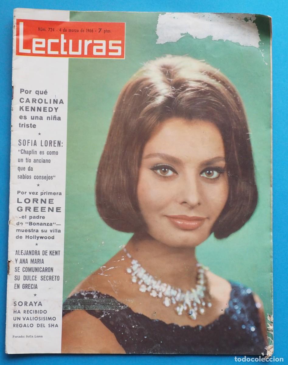 Coleccionismo de Revistas y Peri&oacute;dicos: REVISTA LECTURAS: N&ordm; 724-A&Ntilde;O 1966. CAROLINA KENNEDY, SOFIA LOREN LORNE GREENE...ETC