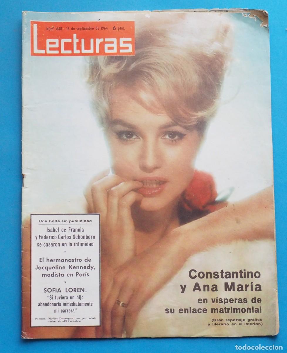 Coleccionismo de Revistas y Peri&oacute;dicos: REVISTA LECTURAS: N&ordm; 648-A&Ntilde;O 1964. CONSTANTINO Y ANA MAR&Iacute;A, JACQUELINE KENNEDY, SOFIA LOREN...ETC