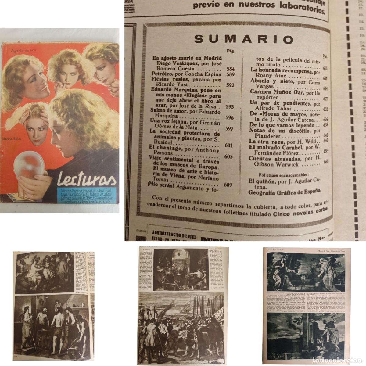 Coleccionismo de revistas y peri&oacute;dicos: REVISTA LECTURAS AGOSTO DE 1931. (Freixas, Diego Vel&aacute;zquez, Jos&eacute; Romero Cuesta).