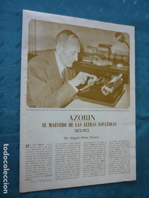 Coleccionismo de Revistas y Peri&oacute;dicos: BLANCO Y NEGRO SEPARATA AZORIN MAESTRO DE LAS LETRAS ESPA&Ntilde;OLAS POR MIGUEL PEREZ FERRERO
