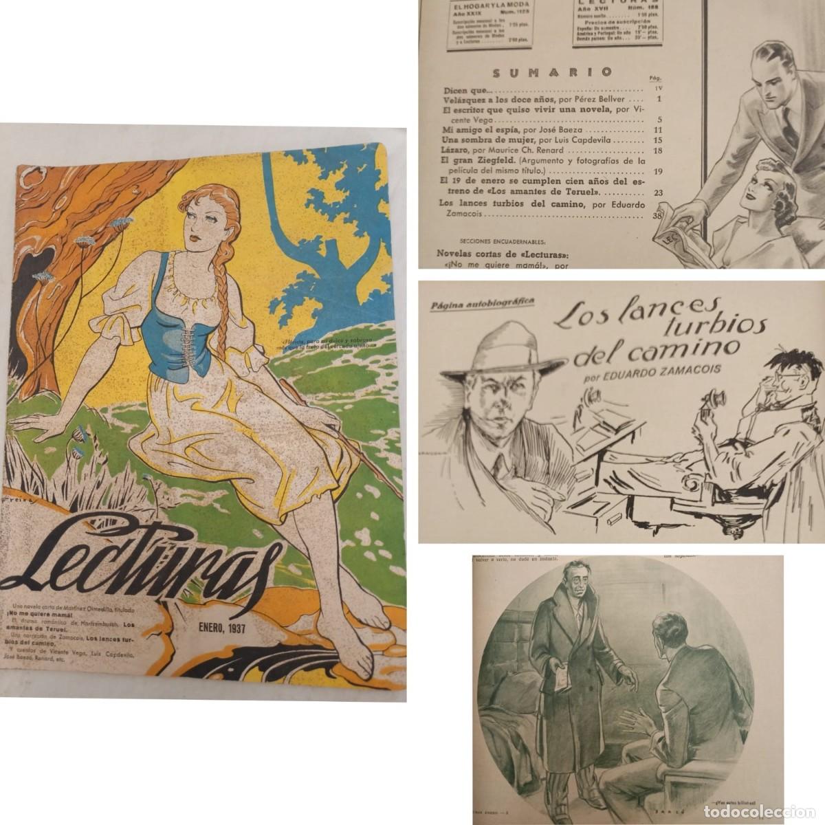 Coleccionismo de revistas y peri&oacute;dicos: REVISTA LECTURAS ENERO DE 1937. (Barso, Freixas, Longoria ilustradores, Eduardo Zamacois)