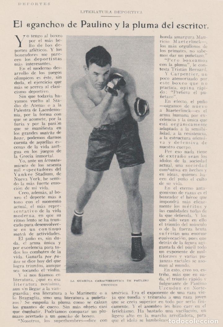 Coleccionismo de Revistas y Peri&oacute;dicos: * BOXEO * El gancho de Paulino ( Uzcudun) y la pluma del escritor - 1930