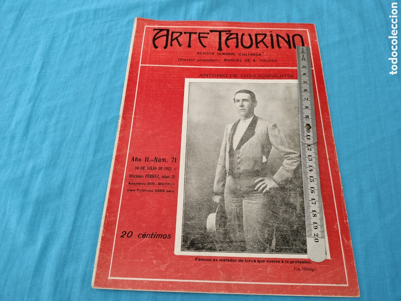Coleccionismo de Revistas y Peri&oacute;dicos: REVISTA ARTE TAURINO ANTONIO DE DIOS CONEJITO 71 A&Ntilde;O 1912