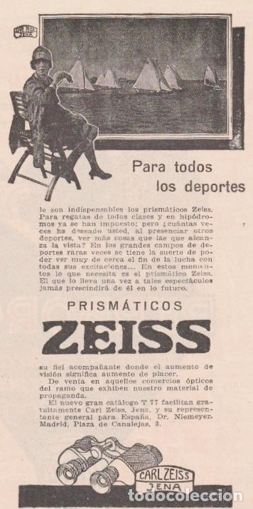Coleccionismo de revistas y peri&oacute;dicos: Publicidad prism&aacute;ticos ZEISS -1930