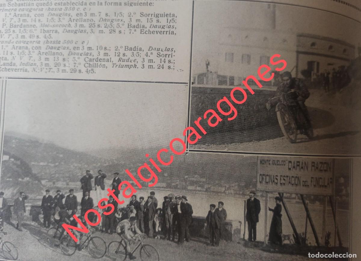 Coleccionismo de Revistas y Peri&oacute;dicos: San Sebasti&aacute;n carrera motos y bicicleta Monte Igueldo ciclismo Foto revista princ siglo XX 19MM