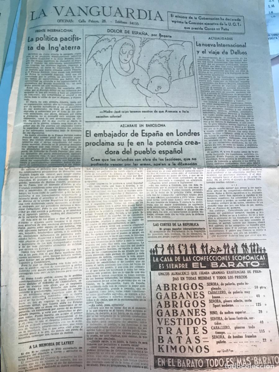 Coleccionismo de revistas y peri&oacute;dicos: LA VANGUARDIA. 28 noviembre 1937. Bolta&ntilde;a. Goering.