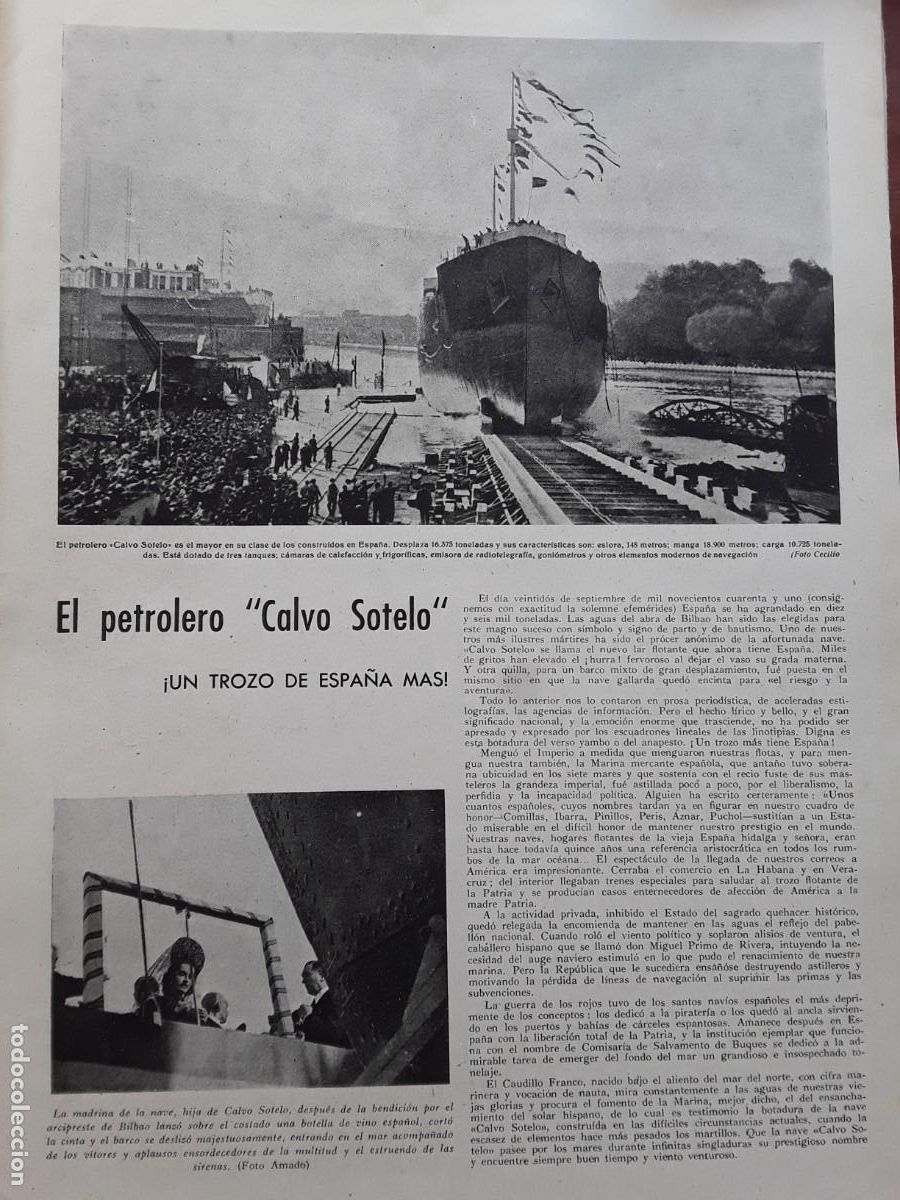 Coleccionismo de revistas y peri&oacute;dicos: PETROLERO CALVO SOTELO MARINO BLAS DE LEZO BALIZAMIENTO DIVERSAS CLASES DE BOYAS REVISTA A&Ntilde;O 1941