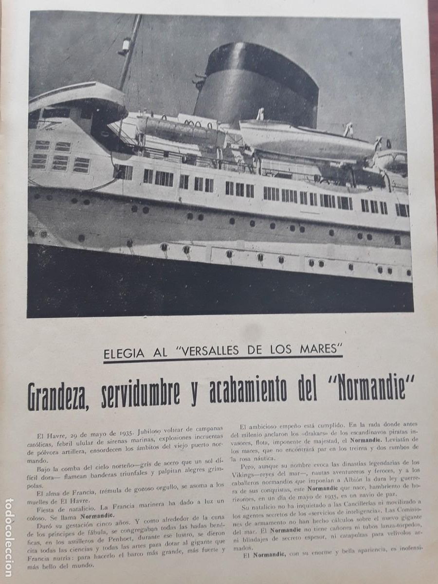 Coleccionismo de Revistas y Peri&oacute;dicos: TRASATLANTICO NORMANDIE EL HAVRE REVISTA A&Ntilde;O 1941