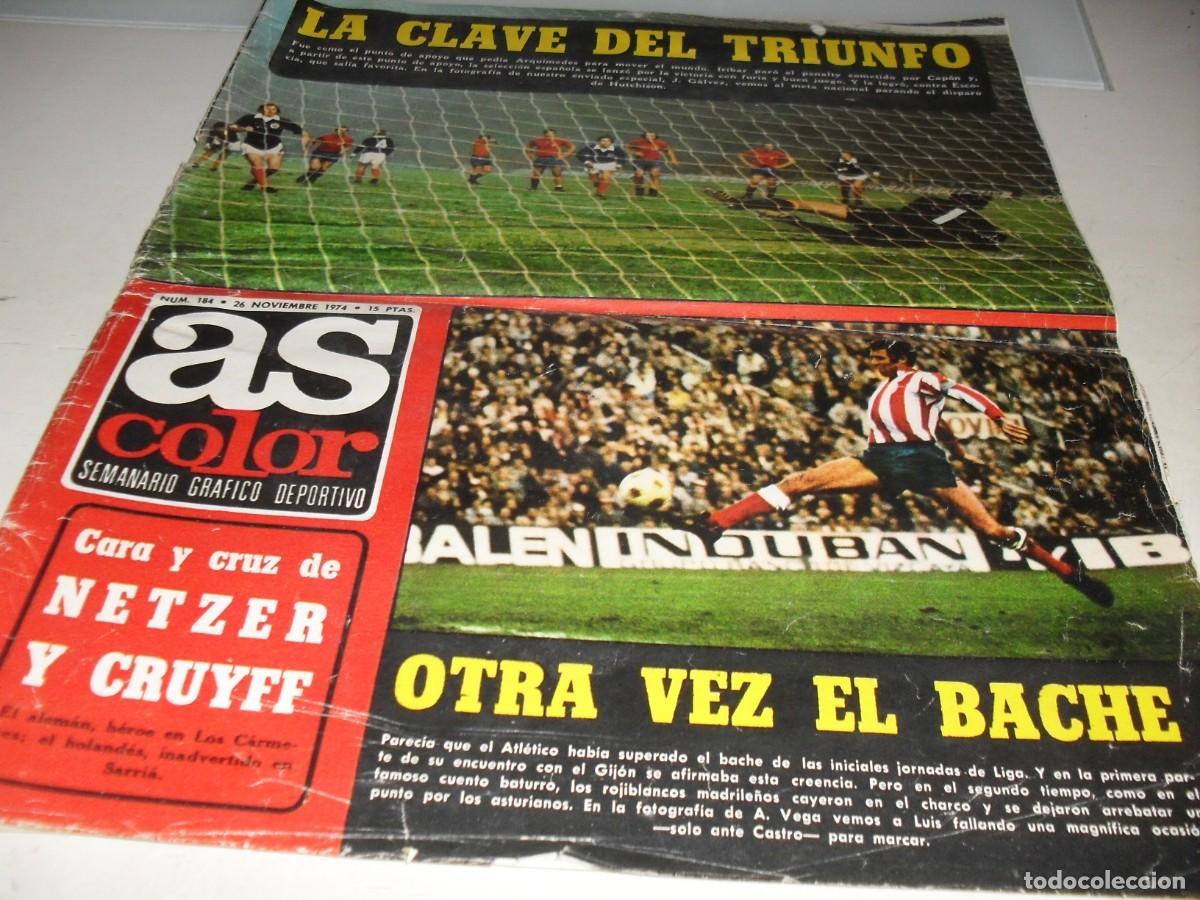 Coleccionismo de Revistas y Peri&oacute;dicos: AS COLOR N&ordm;184.EN PORTADA CARA Y CRUZ DE NETZER Y CRUIFF.A&Ntilde;O 1974