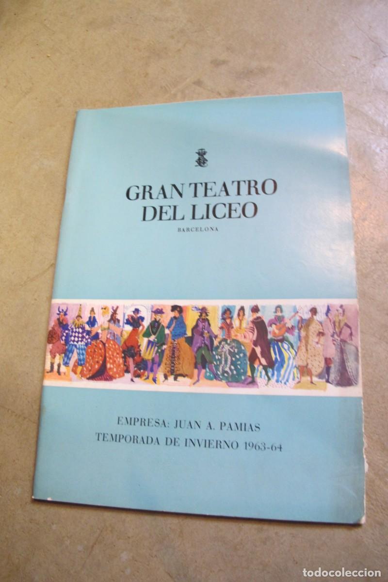 Coleccionismo de revistas y peri&oacute;dicos: GRAN TEATRO DEL LICEO. JUAN A. PAMIES. TEMPORADA DE INVIERNO 1963 - 64