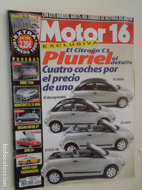 Coleccionismo de Revistas y Peri&oacute;dicos: MOTOR 16 - N&ordm; 1000 DICIEMBRE 2002- EXTRA -. CITROEN C3 PLURIEL