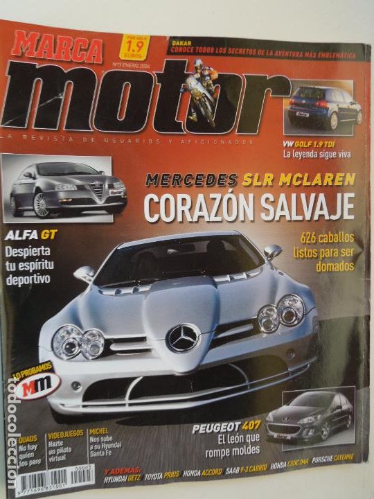 Coleccionismo de Revistas y Peri&oacute;dicos: MARCA MOTOR 16- N&ordm; 3 ENERO 2004- MERCEDES SLR MCLAREN CORAZON SALVAJE - 626 CV -