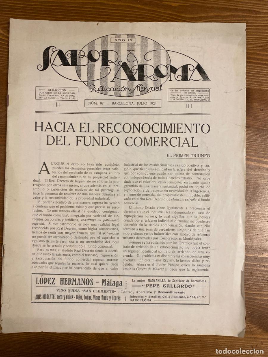 Coleccionismo de Revistas y Peri&oacute;dicos: REVISTA SABOR AROMA, NUM 97 JULIO 1924 ASOCIACION DE CAFES, BARES. JOSE AYATS