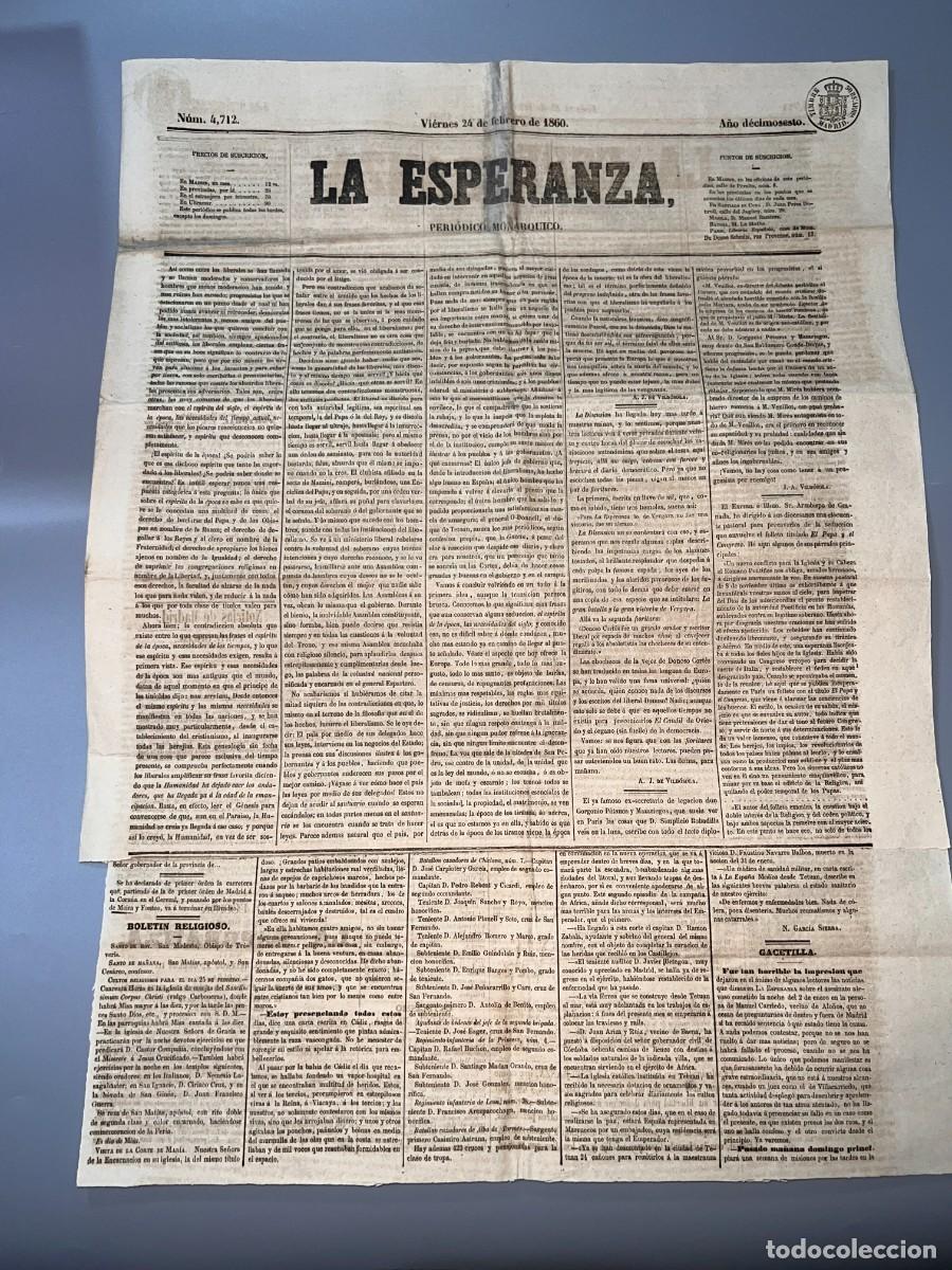 Collection Magazines and Newspapers: PERI&Oacute;DICO MON&Aacute;RQUICO LA ESPERANZA. N&ordm; 4712. 24 FEBRERO 1860. BUQUES DE GUERRA EN LA COCHINCHINA