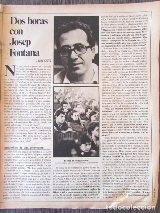 Coleccionismo de Revistas y Peri&oacute;dicos: RECORTE REVISTA LA CALLE 98 1980 JOSEP FONTANA. BOB DYLAN