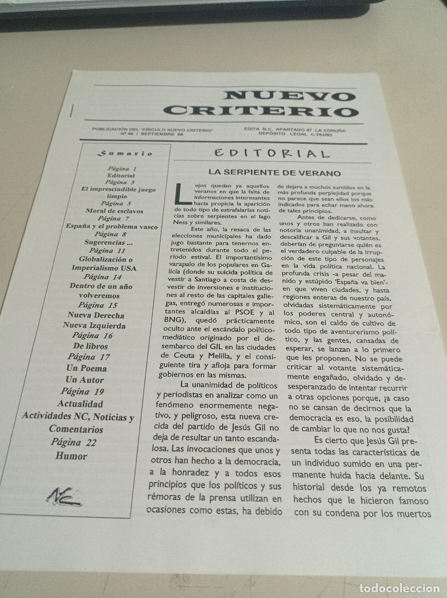 Colecionismo de Revistas e Jornais: REVISTA NUEVO CRITERIO N&ordm; 46. SEPT. 1999 FALANGE GALLEGA REF. UR MES 2