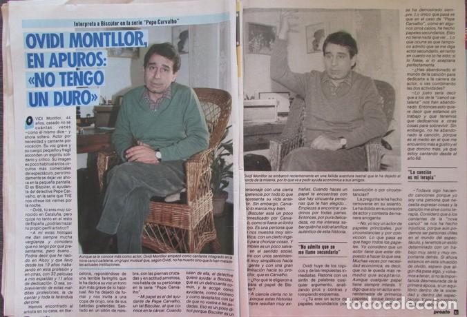 Coleccionismo de Revistas y Peri&oacute;dicos: RECORTE REVISTA PRONTO N&ordm; 724 1986 OVIDI MONTLLOR 3 P&Aacute;GS