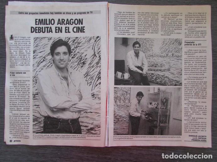 Coleccionismo de Revistas y Peri&oacute;dicos: RECORTE REVISTA PRONTO N&ordm; 725 1986 EMILIO ARAG&Oacute;N