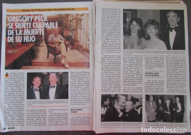 Coleccionismo de Revistas y Peri&oacute;dicos: RECORTE REVISTA PRONTO N&ordm; 729 1986 GREGORY PECK 3 P&Aacute;GS