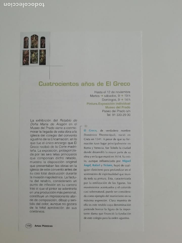 Coleccionismo de Revistas y Peri&oacute;dicos: Recorte rese&ntilde;a cat&aacute;logo Museo del Prado Cuatrocientos a&ntilde;os de El Greco / Exposici&oacute;n Candida H&ouml;fer