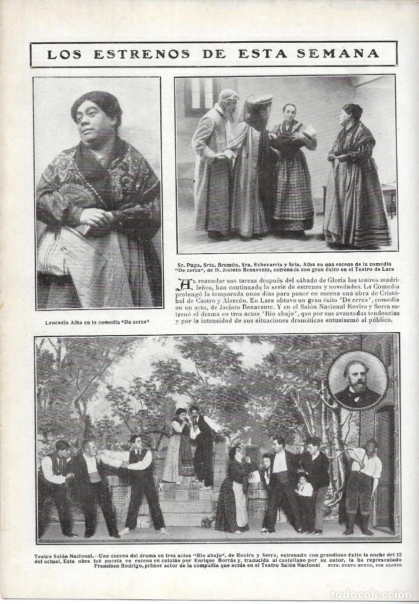 Coleccionismo de Revistas y Peri&oacute;dicos: 1909 HOJA REVISTA ESTRENO OBRA TEATRO JACINTO BENAVENTE 'DE CERCA', LEOCADIA ALBA, PUGA, BREM&Oacute;N