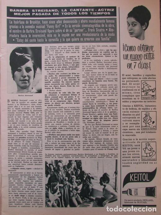 Coleccionismo de Revistas y Peri&oacute;dicos: RECORTE REVISTA HOLA 1128 1966 BARBRA STREISAND