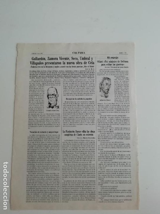 Coleccionismo de Revistas y Peri&oacute;dicos: Recorte Camilo Jos&eacute; Cela Alberto Oliart TV digital terrenal RTVE ABC 1998