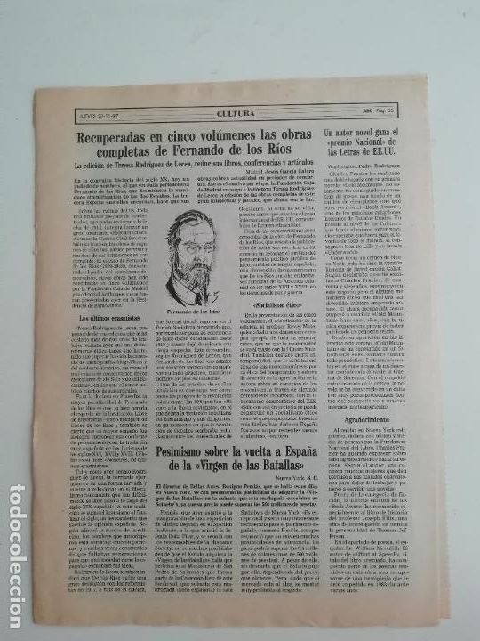 Coleccionismo de Revistas y Peri&oacute;dicos: Recorte Fernando de los R&iacute;os Virgen de las batallas Charles Frazier ABC 1997