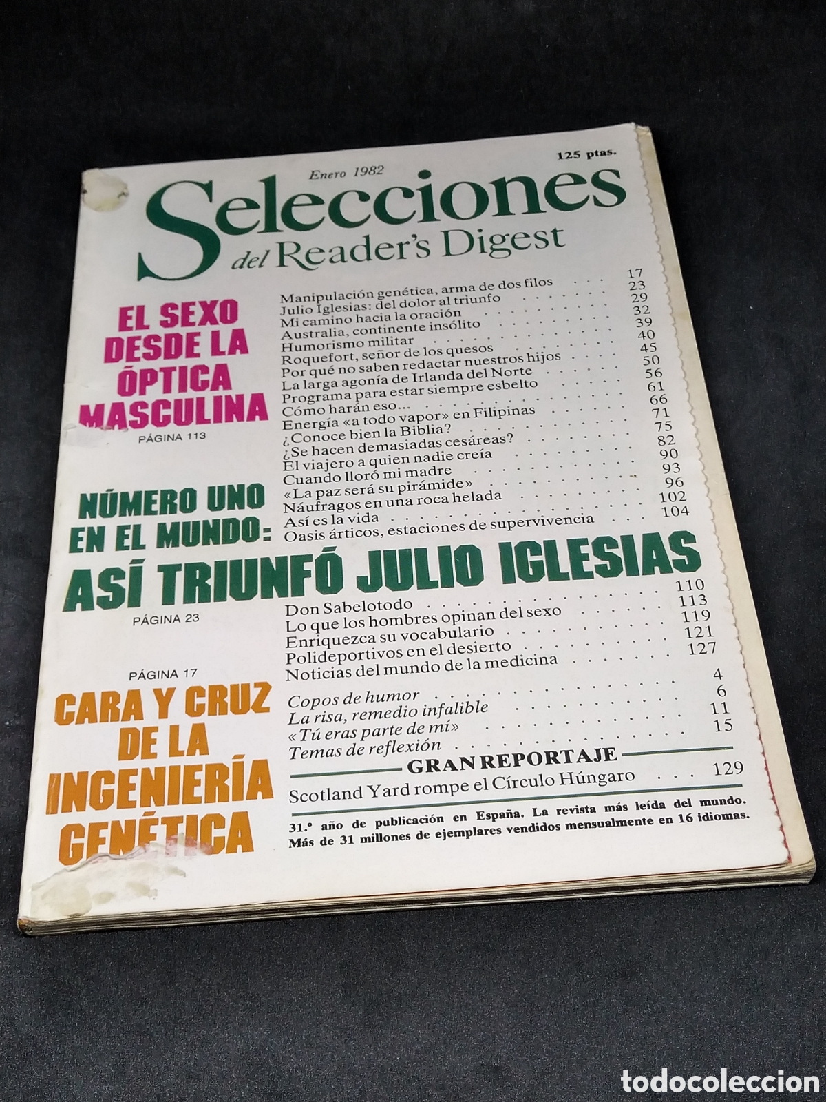 Coleccionismo de Revistas y Peri&oacute;dicos: REVISTA SELECCIONES DEL READER DIGEST - ENERO 1982 - JULIO IGLESIAS - ROQUEFORT - READER'S
