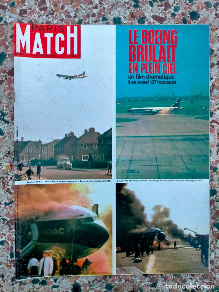 Collectionnisme de Revues et Journaux: Revista antigua revue Paris Match n&ordm;993 20 avril 1968 le boeing brulait en plein ciel avion