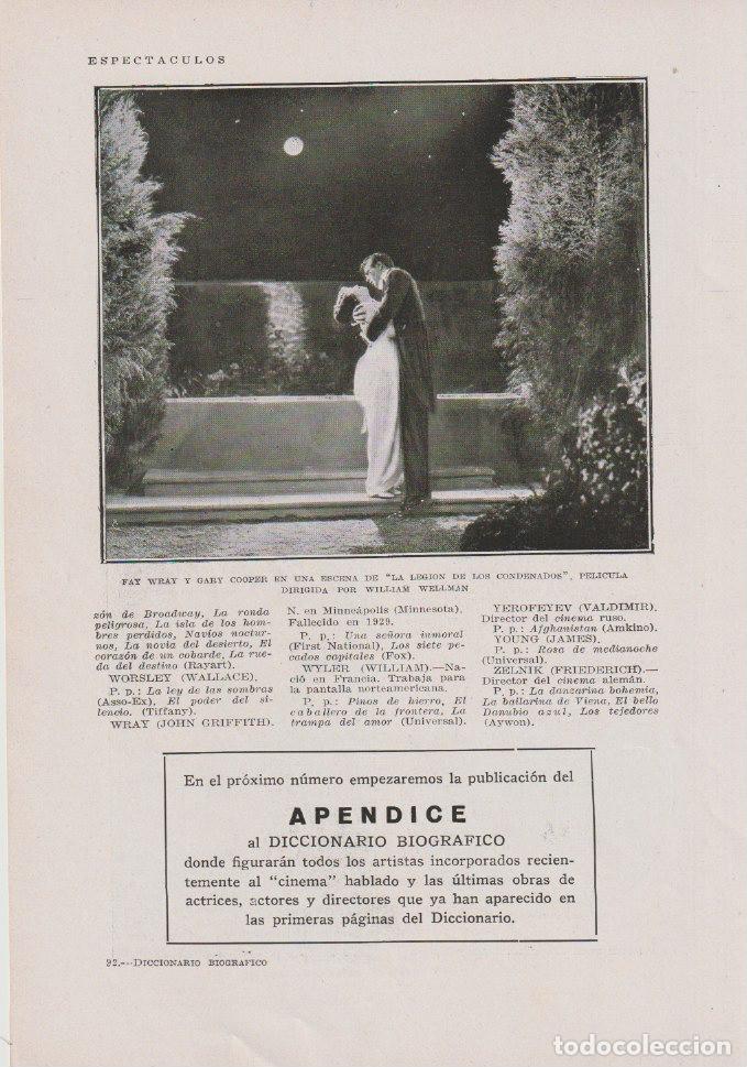 Coleccionismo de revistas y peri&oacute;dicos: * CINE * Fay Wray y Gaby Cooper en La Legi&oacute;n de los Condenados - 1930