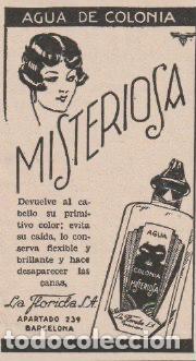 Coleccionismo de revistas y peri&oacute;dicos: Publicidad agua de colonia Misteriosa - 1930