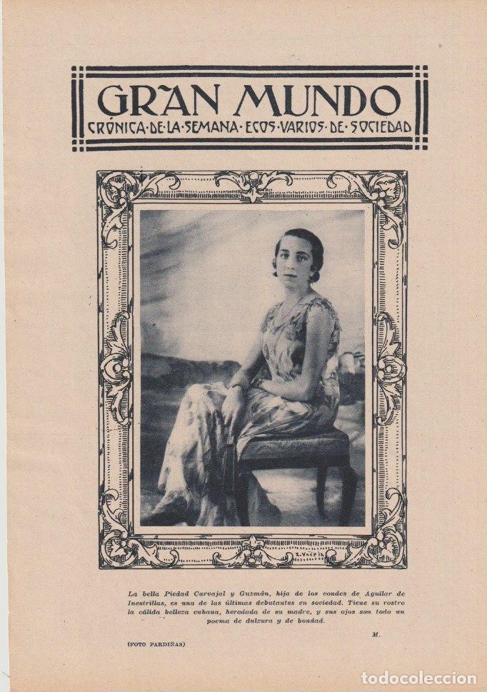 Coleccionismo de Revistas y Peri&oacute;dicos: Piedad Carvajal y Guzm&aacute;n, hija de los condes de Aguilar de Inestrillas - 1930