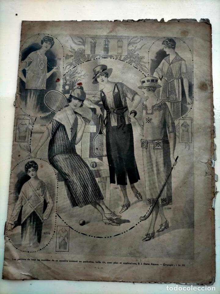 Collectionnisme de Revues et Journaux: Revista antigua dos hojas de moda francesa Francia France con publicidad