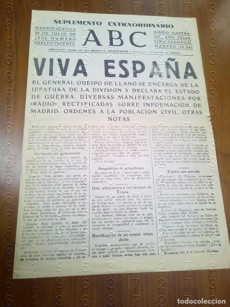 Coleccionismo de Revistas y Peri&oacute;dicos: GUERRA CIVIL ABC DIARIO 20 JULIO 1936 4 PGS FACSIMIL X12