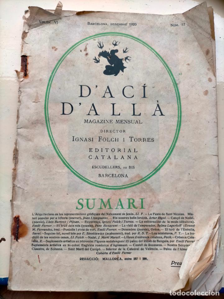 Colecionismo de Revistas e Jornais: D'ac&iacute; d'all&agrave; magazine mensual Ignasi Folch i Torres editorial catalana volum VI desembre 1920 n&ordm;12