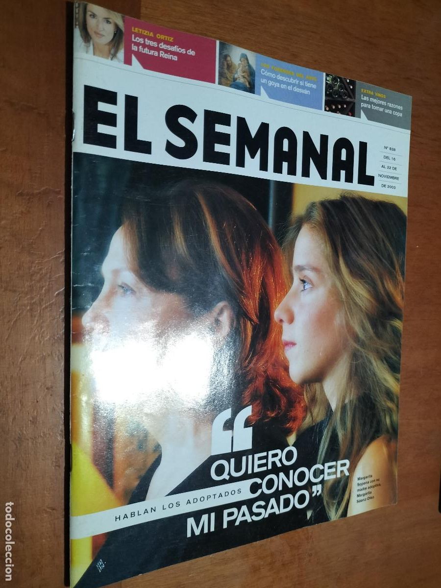 Collezionismo di Riviste e Giornali: 838 EL SEMANAL. REVISTA DE INFORMACI&Oacute;N. PERSONAS ADOPTADAS. BUEN ESTADO. GRAPA.
