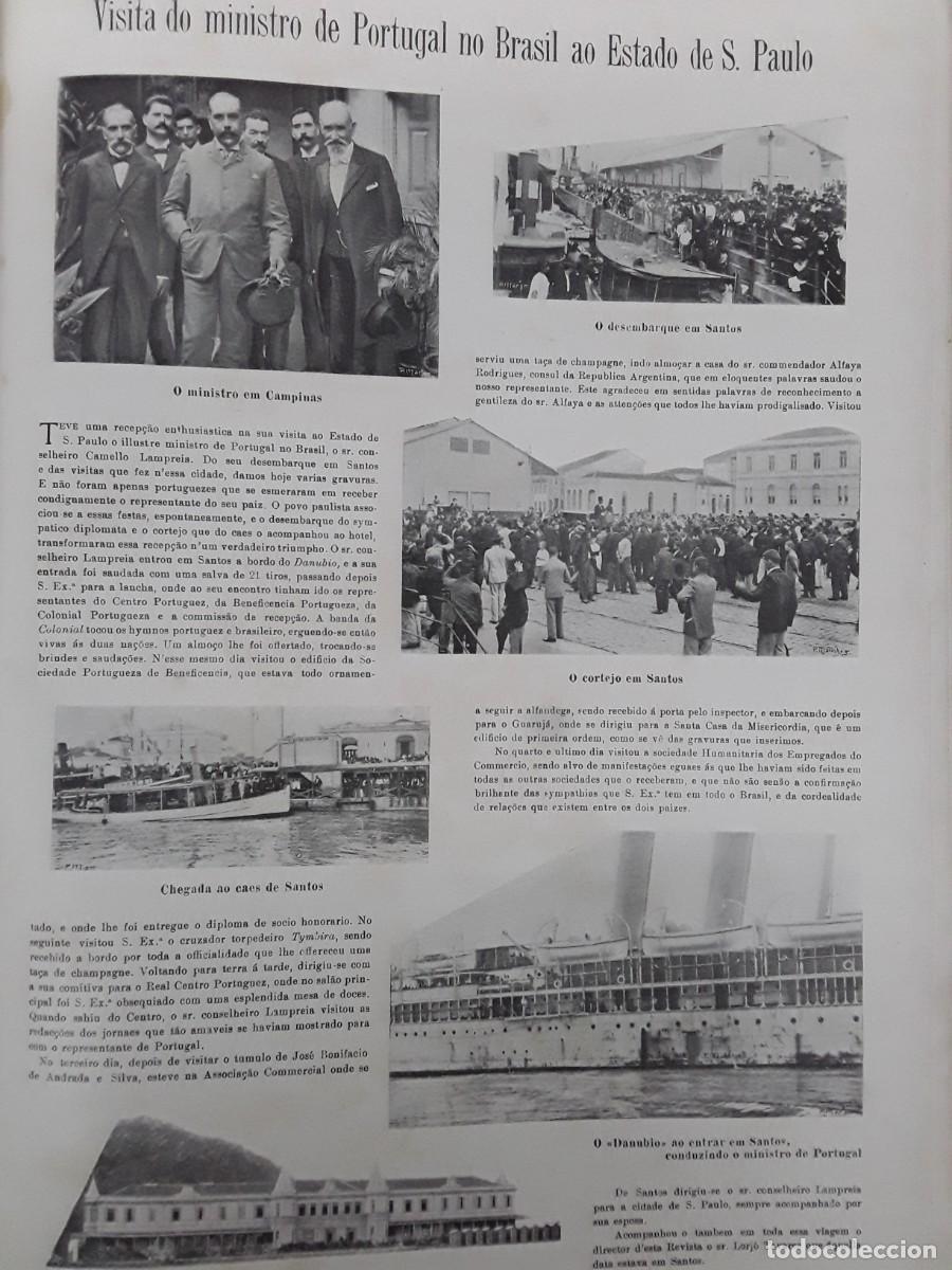 Collezionismo di Riviste e Giornali: VISITA DO MINISTRO PORTUGAL NO BRASIL AO ESTADO S.PAULO SANTOS HOMENAGEM CYRIACO CARDOSO PORTO 1901