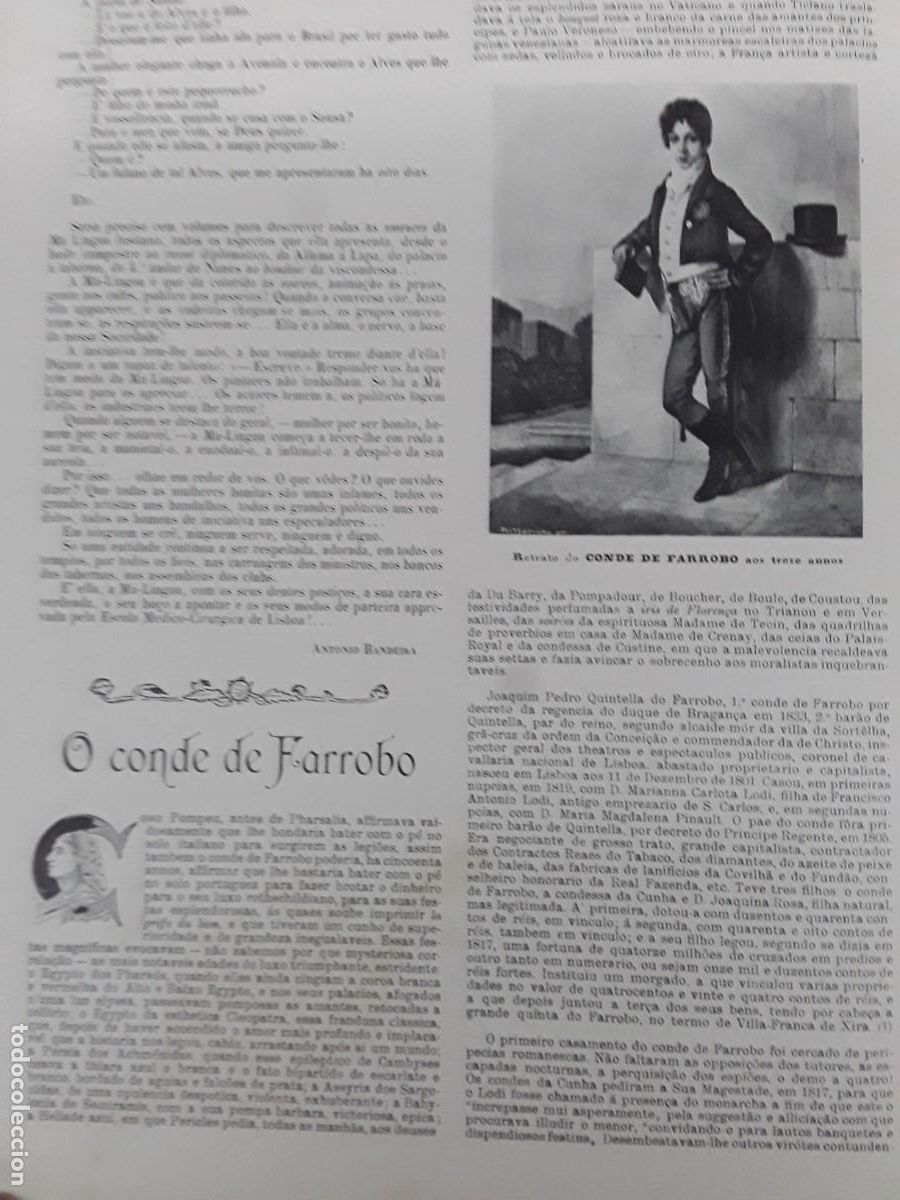Collezionismo di Riviste e Giornali: O CONDE DE FARROBO / ABERTURA DA ESCOLA DO EXERCITO PORTO PORTUGAL REI REVISTA A&Ntilde;O 1901