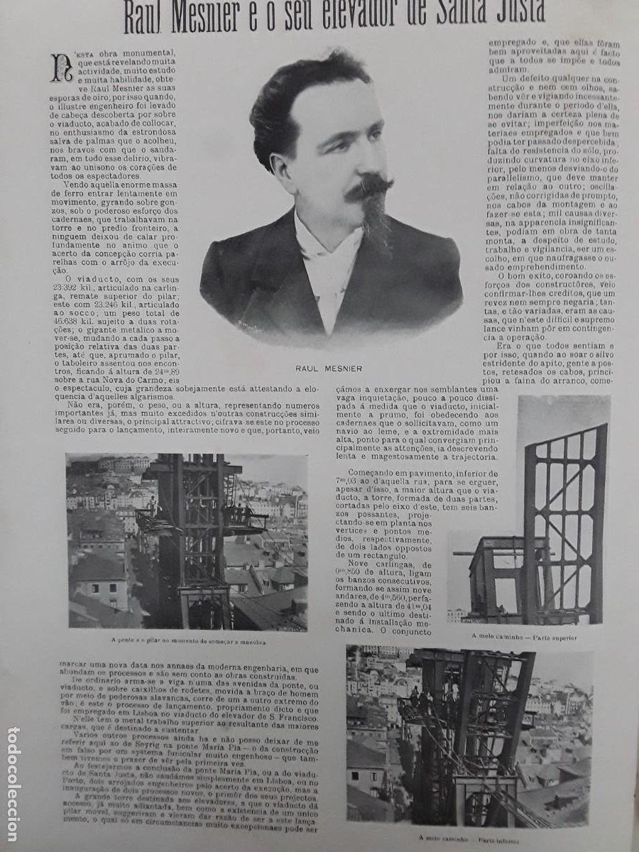 Collezionismo di Riviste e Giornali: RAUL MESNIER E O SEU ELEVADOR SANTA JUSTA A CANHONEIRA PATRIA TRANVIAS ELECTRICOS REVISTA A&Ntilde;O 1901