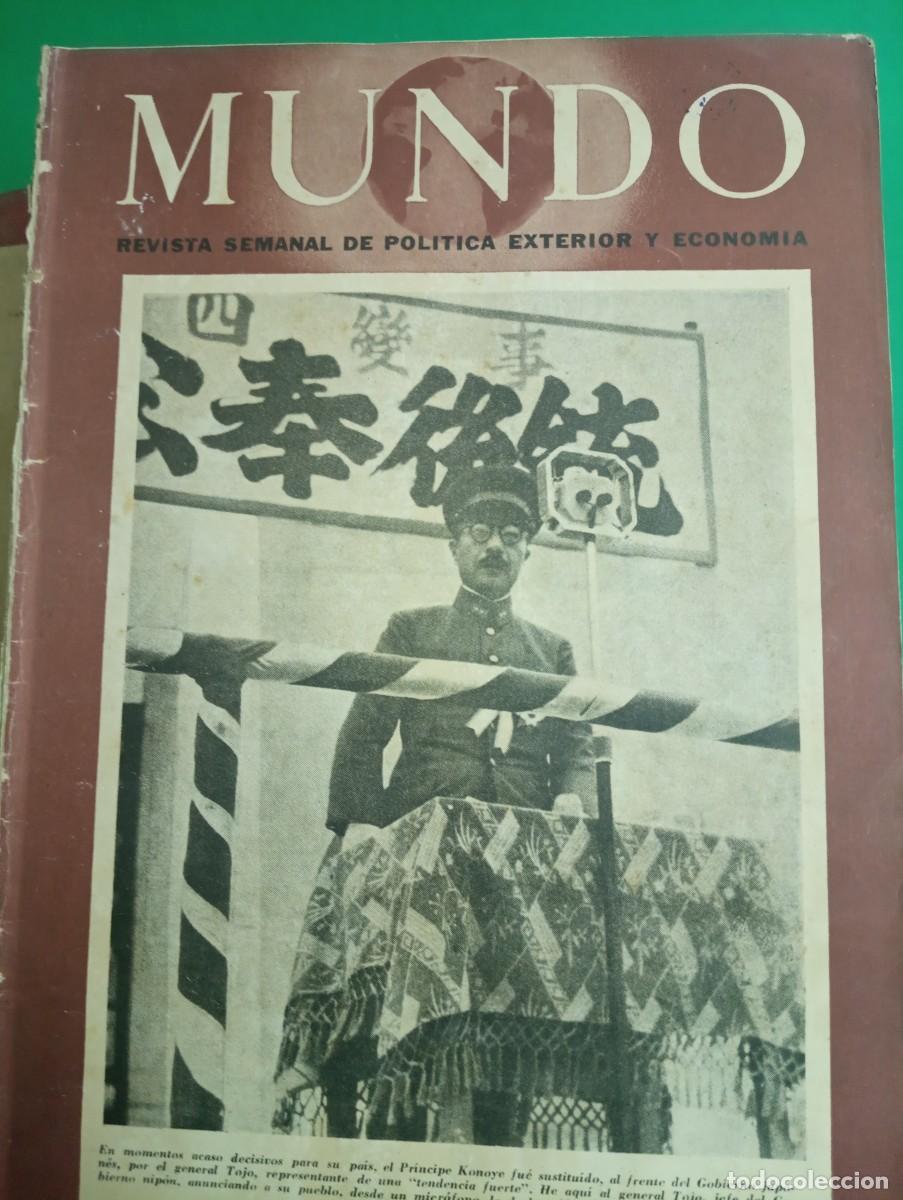 Collection Magazines and Newspapers: Lote de 2 antiguos libros-tomos Revista MUNDO. A&ntilde;os 1942-43-44-45. II Guerra Mundial.
