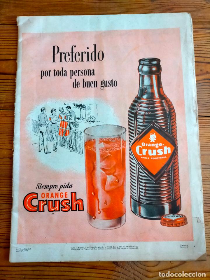 Coleccionismo de revistas y peri&oacute;dicos: Revista antigua LIFE en espa&ntilde;ol april 23 1956 anuncio orange crush
