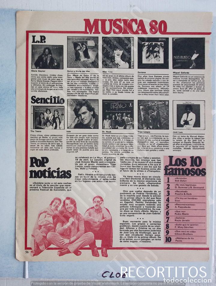 Coleccionismo de Revistas y Peri&oacute;dicos: TRIGO LIMPIO EUROVISION DR HOOK IVAN THE TEENS GLORIA GAYNOR PIDE LA SERRA MARIA DEL MAR BONET MAR