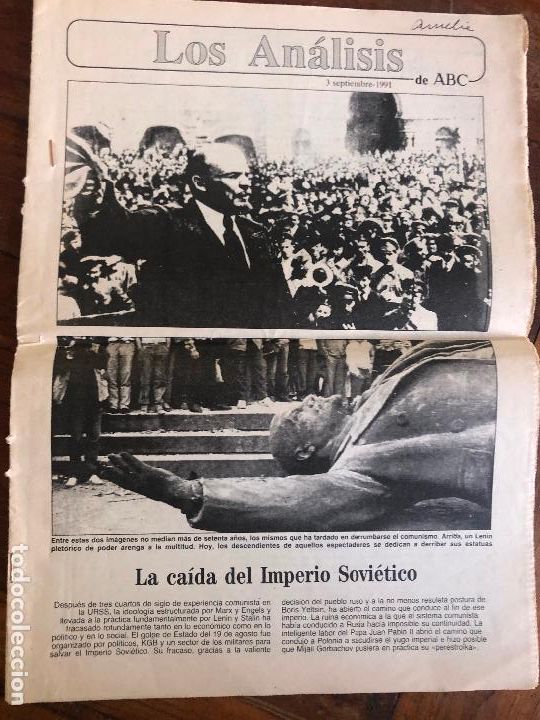 Coleccionismo de Revistas y Peri&oacute;dicos: LOS ANALISIS DE ABC 3 SEPT 1991 LA CAIDA DEL IMPERIO SOVIETICO