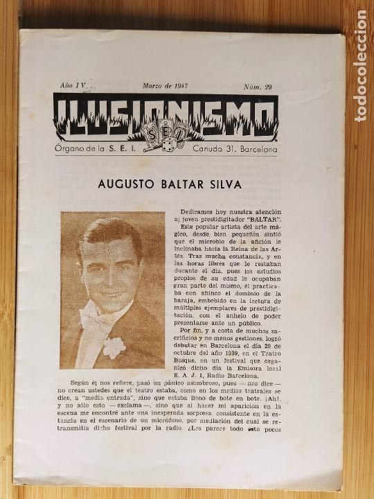 Coleccionismo de Revistas y Peri&oacute;dicos: MAGIA-SOCIEDAD ESPA&Ntilde;OLA ILUSIONISMO-N&ordm; 29-A&Ntilde;O 1947-AUGUSTO BALTAR SILVA-(K-11.400)