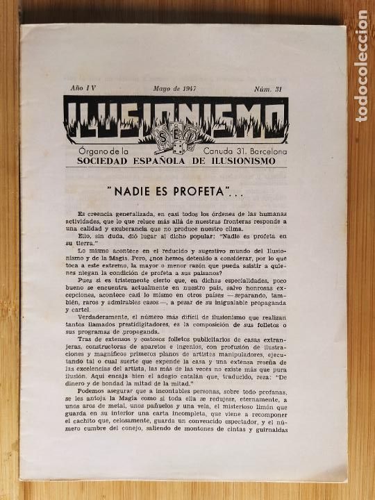 Coleccionismo de Revistas y Peri&oacute;dicos: MAGIA-SOCIEDAD ESPA&Ntilde;OLA ILUSIONISMO-N&ordm; 31-A&Ntilde;O 1947-(K-11.400)