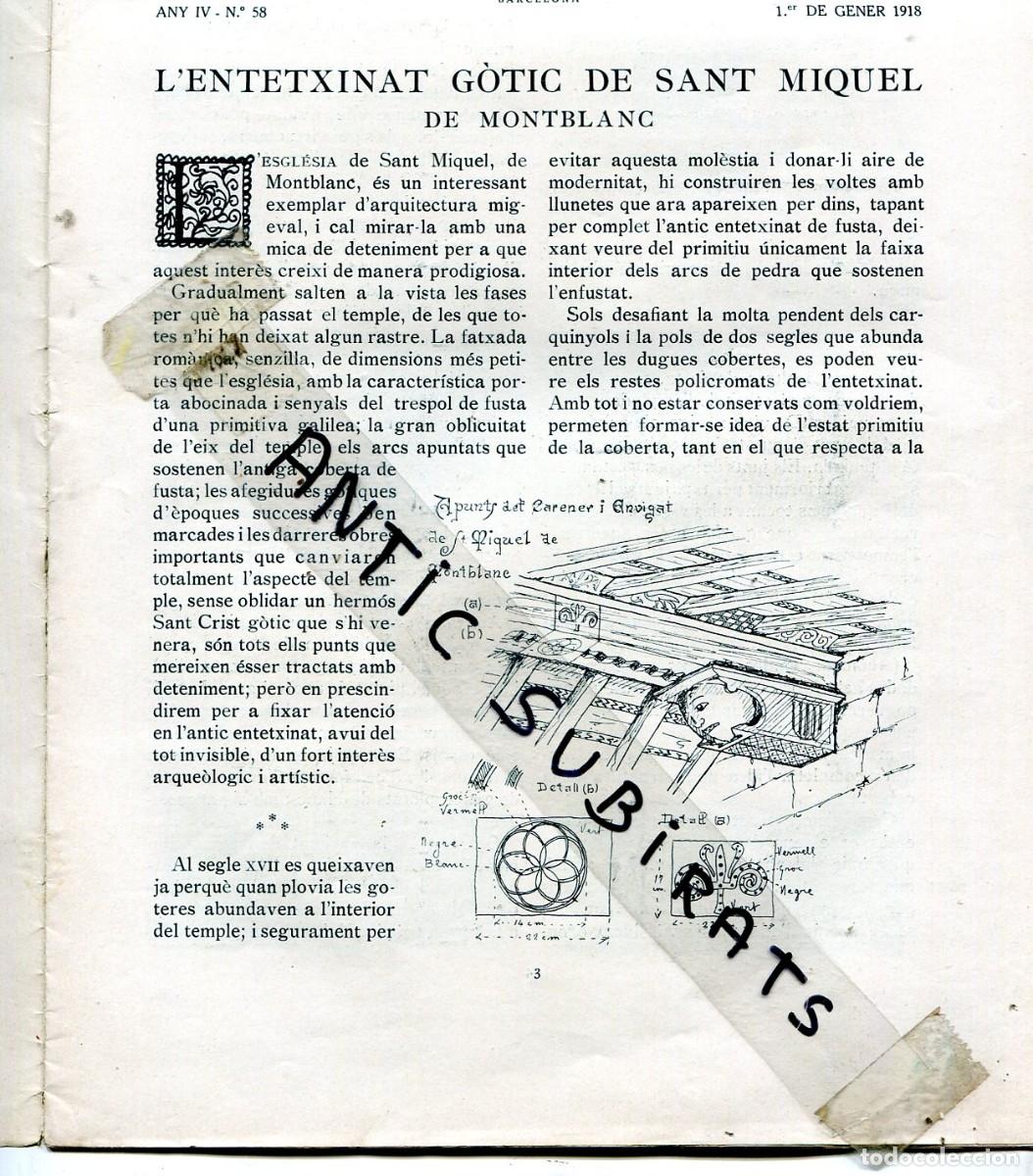 Coleccionismo de Revistas y Peri&oacute;dicos: REVISTA ANY 1917 L'ENTETXINAT GOTIC DE SANT MIQUEL DE MONTBLANC MOMUMENT MONTURIOL ENRIC CASANOVAS