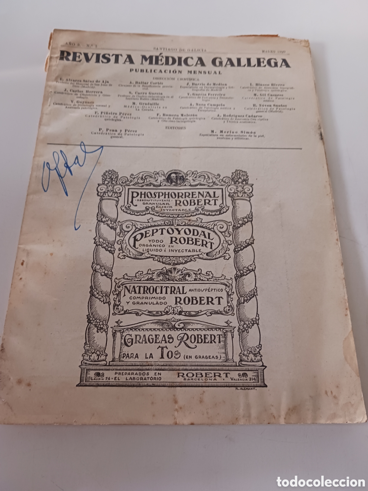 Coleccionismo de revistas y peri&oacute;dicos: Revista m&eacute;dica gallega a&ntilde;o 9 n&uacute;mero 3 marzo 1929
