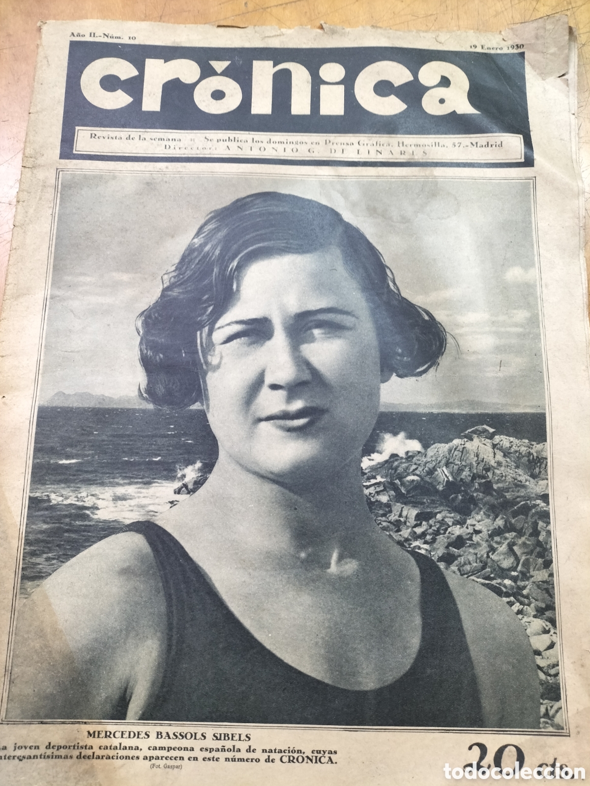 Coleccionismo de Revistas y Peri&oacute;dicos: Diario Cr&oacute;nica. Enero 1930.Portada Mercedes Bassols. Contraportada Arenas de Guecho.