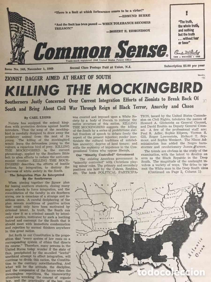 Collezionismo di Riviste e Giornali: PERIODICO &ldquo;COMMON SENSE&rdquo; ANTICOMUNISTA / COMMUNISM IS TREASON. N&ordm; 548. NOV 1969